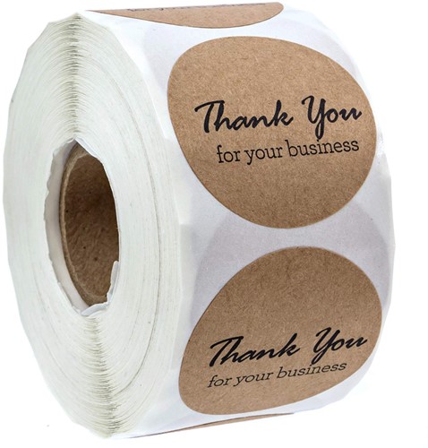 500 Stickers Labels Rol Thank You For Your Business rol kraft etiketten