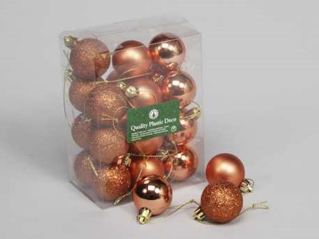 Kerstballen 4cm. 24 stuks Koper combi Decoflorall