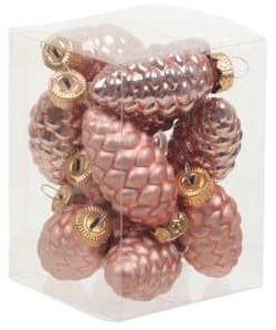 Hangers dennenappelvorm Coral 6 cm ds  10+2st Hanger kerst herfst