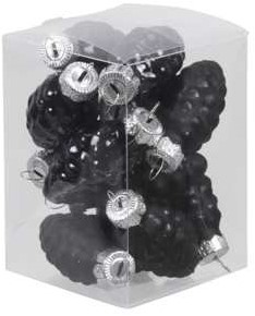 Hangers dennenappelvorm Zwart Black 6 cm ds  10+2st Hanger kerst herfst
