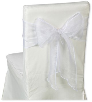 Organza breed Wit Stoelversiering 20 cm breed *275cm lang. Breed stoelversiering