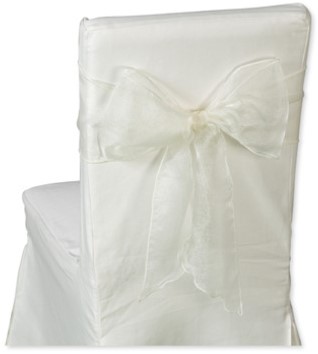 Organza breed CREME Stoelversiering 20 cm. *275cm. Breed stoelversiering