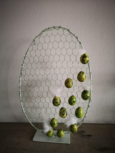 Actie Metalen Frame Ei Metal egg ring 24x35cm on base WHITE Ei frame excl decoraties of gaas