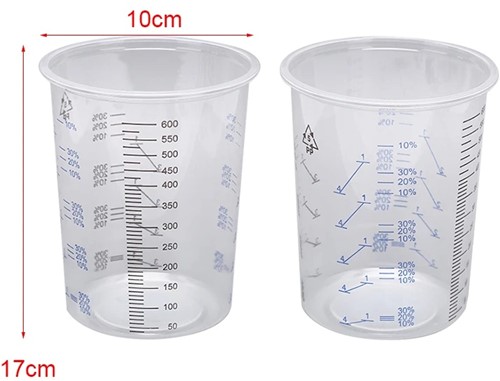 Mengbeker Verf en vloeistoffen, met meerdere mengverhoudingen 600cc Set +/- 10 voor Epoxy Resin en andere hobby's