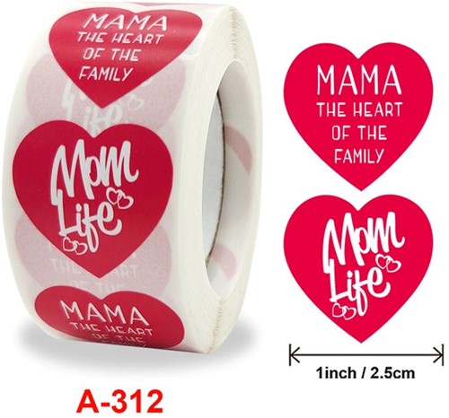  500 Stickers Labels Rol Thema: Moederdag rol etiketten met 2 verschillende soorten