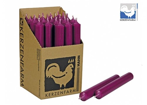 Doorgekleurde Staafkaarsen Cyclaam / Aubergine doos 25st mooie Kaarsen