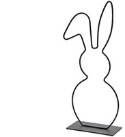 Metalen frame Haashaasje hangend oor op voet 40 cm Zwart Metalenframe Metal Bunny on base Decoflorall