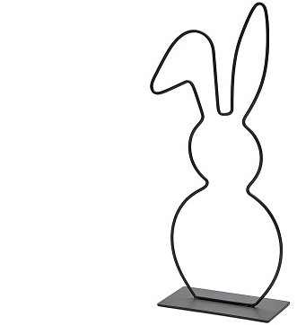 Metalen frame Haashaasje hangend oor op voet 40 cm Zwart Metalenframe Metal Bunny on base