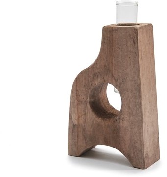 Decoratief Wooden flowerholder met1 reageerbuis 12*5*19cm ook leuk voor stekjes 