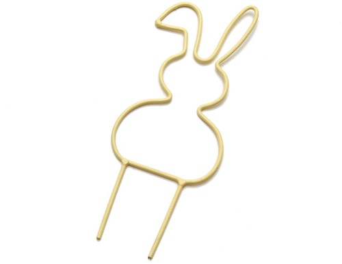 Metalen frame Haas haasje hangend oor op steker 15 cm Geel op=op Steker Metal bunny pick eenmalig artikel