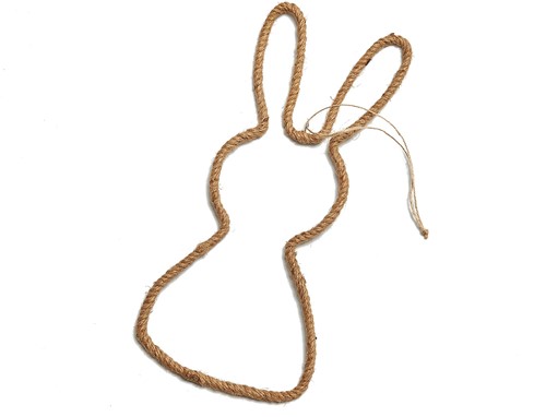 Actie Haas frame omwikkeld met touw Rope Rabbit hanger 40cm Haasvorm met touw