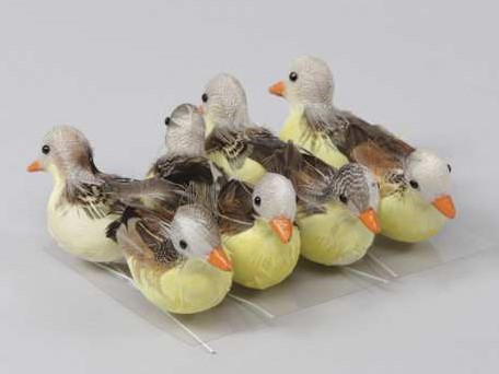 Eendjes 7 cm. 8 stuks Geel/bruin Eendjes 7 cm. 8 st