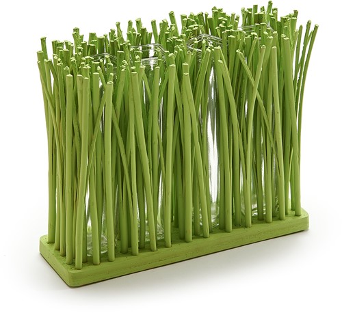 Takkenframe met 4 Vaasje - Grass Matcha Groen - 23,5 x 7,5 x 20 cm 23,5x7,5x20cm