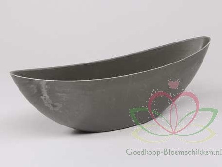 Bootschaal groot halfhoog 39x11x12. 5cm. Loodlook halfhoog