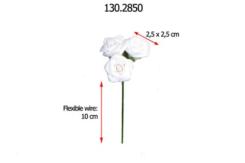 Mini foamroos 2, 5cm. BULK 576 stuks. wit (spierwit) Mini foamroos BULK