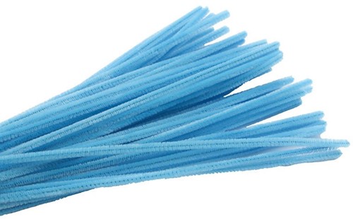 Chenille Pijpenragers dia 5-6mm, 30 cm. C15 Light Blue PAK50 Chenille Pijpenragers