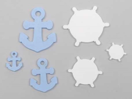 Houten Maritiem Stuurwiel en Ankers set 12 st Maritiem