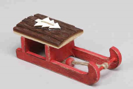 Houten slee Red 4*10cm. / per stuk Houten slee 4*10cm.