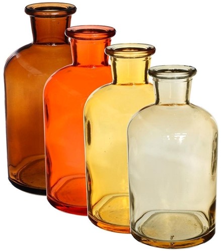 Glas vaas Flesje Glas Riga Bruintinten 12*7cm. / Set van 4 Olielamp maken