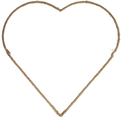 Metalen hart natuur 25 cm Metalen hart omwikkeld
