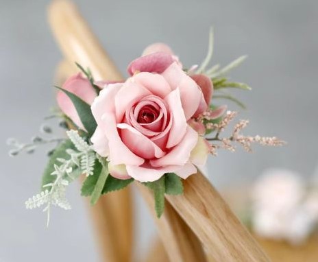 Luxe POLSCorsage,corsage van zijdebloemen Oudroze Roze/groen Schitterende kwaliteit past oa bij 023157,023156 en 023155