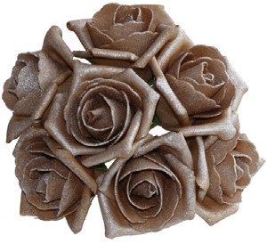foam roos Emilia antique Coffee bundel 7st Parelmoer bloemen