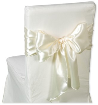 Satijn breed Creme Stoelversiering 20 cm breed *275cm lang. Breed stoelversiering