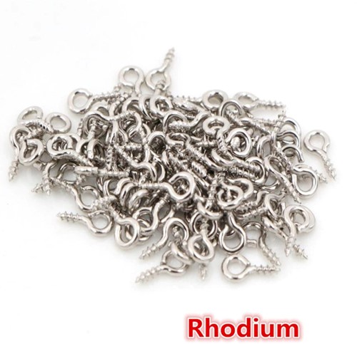 Schroefoogjes met schroefdraad (+/- 200 stuks) Rhodium,donker zilverkleurig schroefoogjes 10*5mm