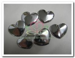 Padded Hart Zilver 2-3 cm. / 5 stuks   Padded Hart Zil