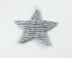 Ster zilver glitter plat 20 cm. en hanger Ster zilver gli