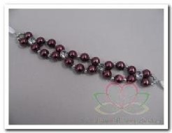 Parelband met Strass en satijn, Paars/st Parelband met