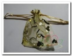 Giftbag organza Goud Open hart 7*9 cm. Giftbag organza Goud