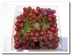 Balletjes op draad 2 cm. Donkerrood glans mat/doos 144 stuks Kerstballen 2 cm.