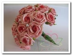 Bruidsboeket foamrozen Pink/Roze met parels. EV51 Bruidsboeket f