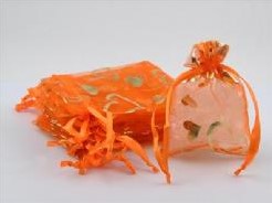 Giftbag organza Oranje Goud Heart 7*9 Giftbag organza Oranje