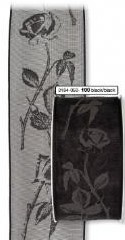 Lint Zwart transparant rozen 5 cm. / rol 20 Lint Zwart tran