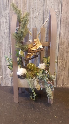 Grote Houten Slee GRIJS 21x51 cm. Grote Houten Slee