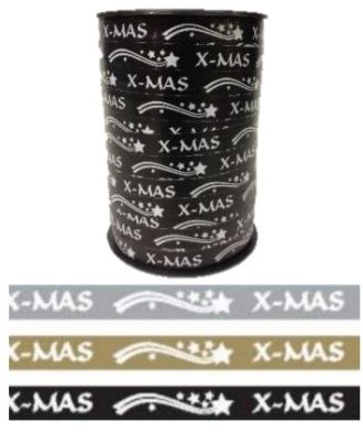 Lint Krullint X-mas 10mm x 250 mtr Zwart Lint Krullint Cadeaulint