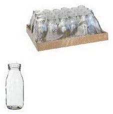Glas vaas Fles Glas voor schelpen of bloemen Ø6  h.14 cm  250 cc excl decoraties