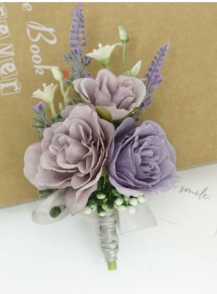 Luxe Corsage, Vintage corsage Lila 06 Schitterende kwaliteit Boutonnière met speld past bij 024761