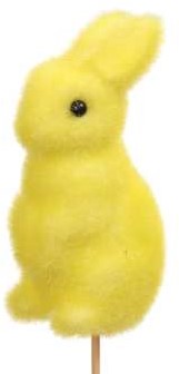 Bijstekers Konijn Haasje 11cm op stok 30cm Flocked Geel/ 4 st schattig