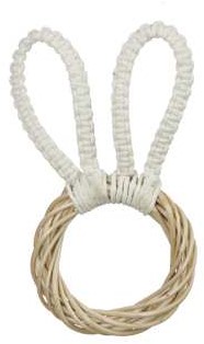 Actie Haas hanger Kop Krans met koord Oren creme 10*19.5cm Haasvorm met touw
