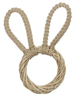 Actie Haas hanger Kop Krans met koord Oren beige 10*19.5cm Haasvorm met touw