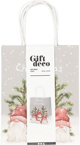 Geschenktasset Winter Kerst 3 stuks cadeauverpakking, giftbag