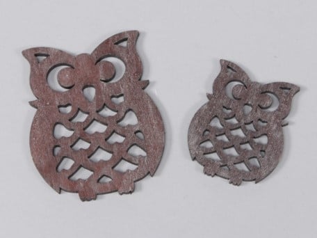 Houten UILTJES BRUIN 5/7cm. 10 stuks Houten Uiltjes