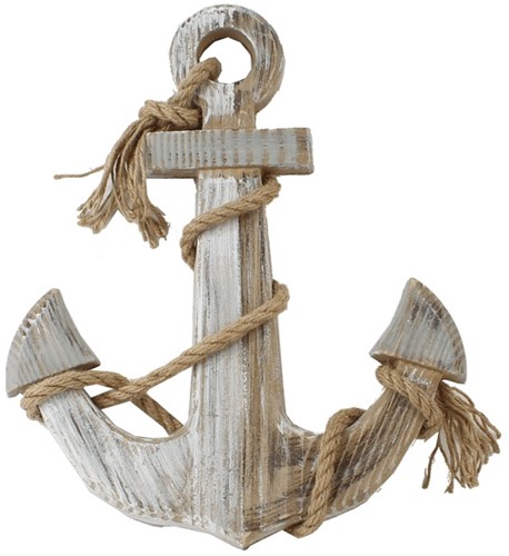 Maritiem Houten Decoratie Anker +/-40cm  Houten Anker