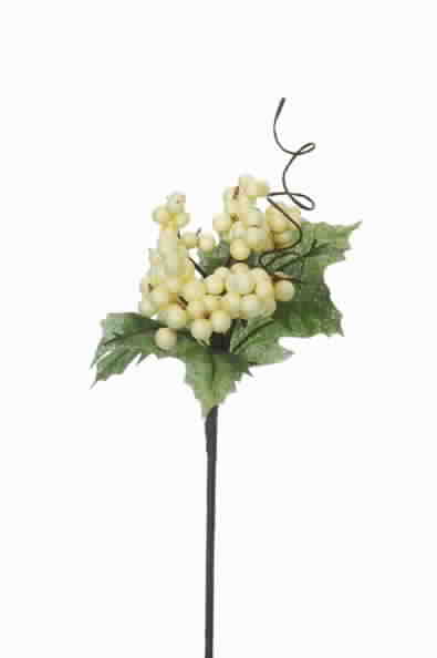 Decoflorall Berrie pick met blad creme Bessen bijsteker