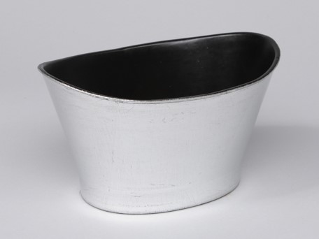 Pot OVAAL ZILVER / loodlook 22x15x12cm. OP=OP Leuk model