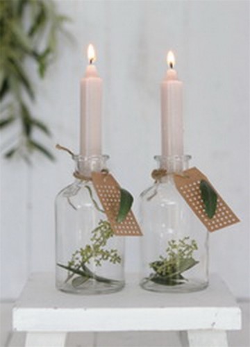 Kaarsen Taper candle Lichtrose h.11 cm set van 7 past in fles