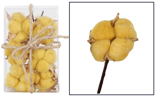 Cotton 6pc in blister 14x9x5cm - Dark yellow Katoen katoenbollen